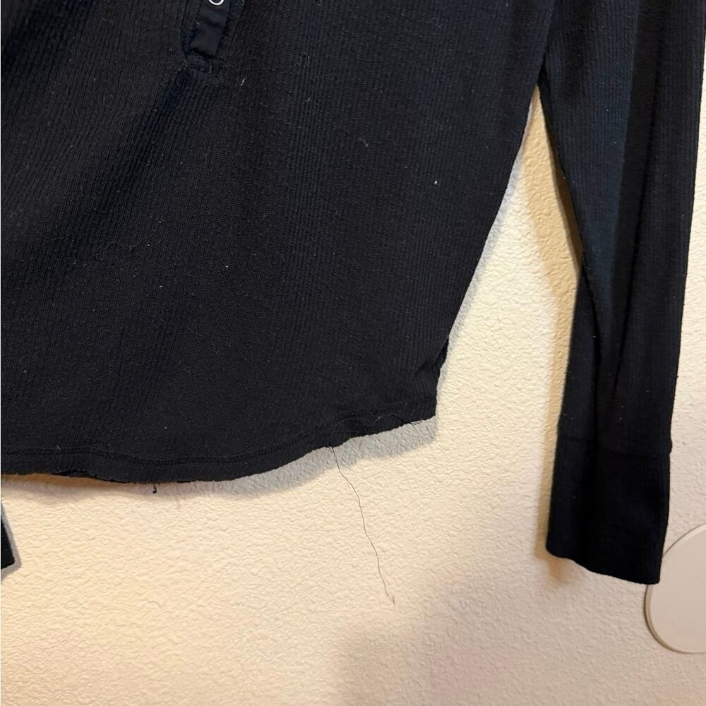 Urban Outfitters Out From Under Black Long Sleeve Henley Tee Ribbed Large Cozy - Picture 4 of 10